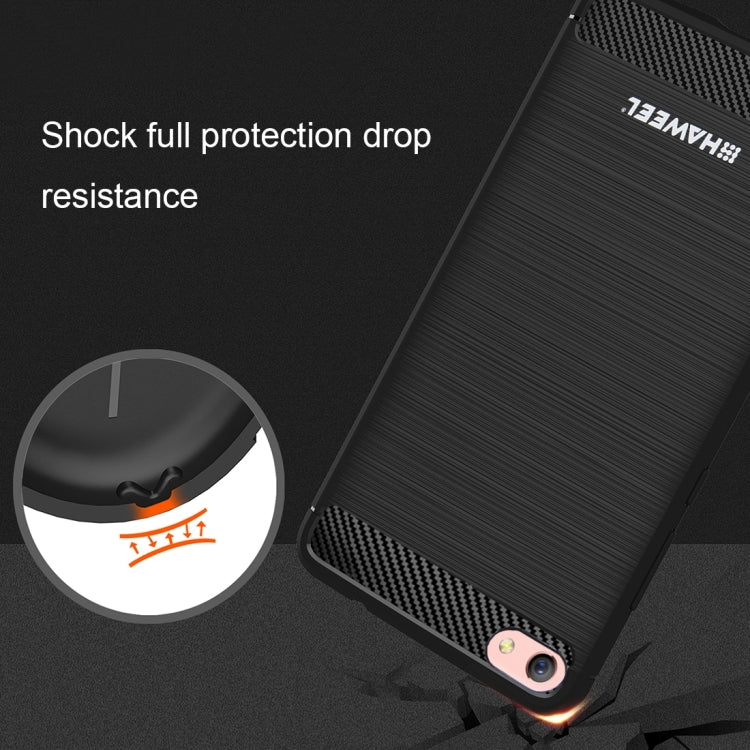 HAWEEL for OPPO R9S Plus Brushed Carbon Fiber Texture Shockproof TPU Protective Case(Black)