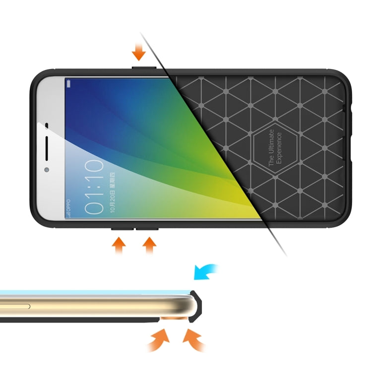 HAWEEL for OPPO R9S Plus Brushed Carbon Fiber Texture Shockproof TPU Protective Case(Black)