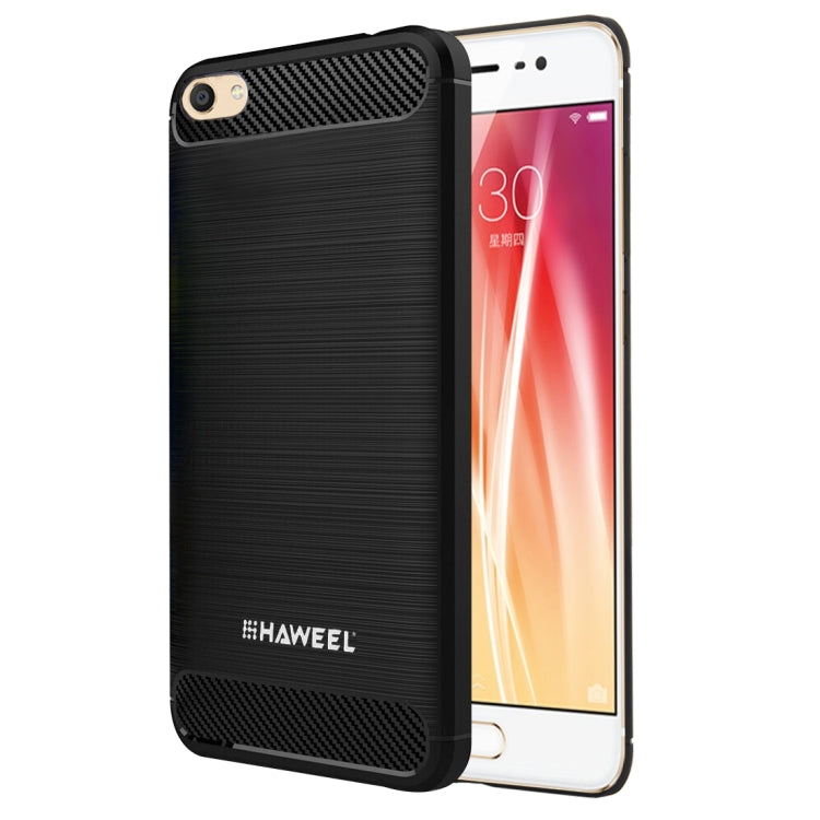 HAWEEL for Vivo X7 Brushed Carbon Fiber Texture Shockproof TPU Protective Case(Black)
