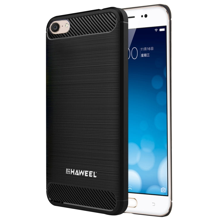 HAWEEL for Vivo X9 Plus Brushed Carbon Fiber Texture Shockproof TPU Protective Case(Black)