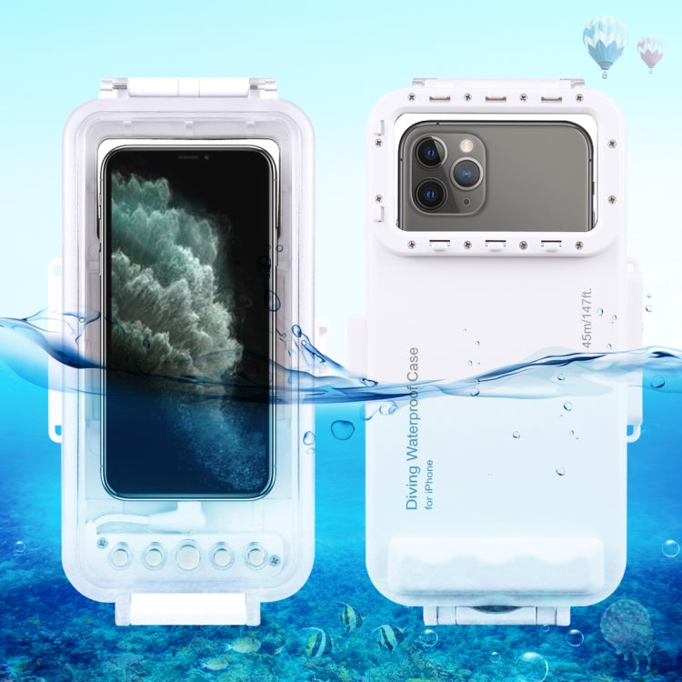 HAWEEL 45m Waterproof Diving Case Housing Photo Video Taking Underwater Cover for iPhone 12 Series, iPhone 11 Series, iPhone X Series, iPhone 8 & 7, iPhone 6s, iOS 13.0 or Above Version iPhone(White)