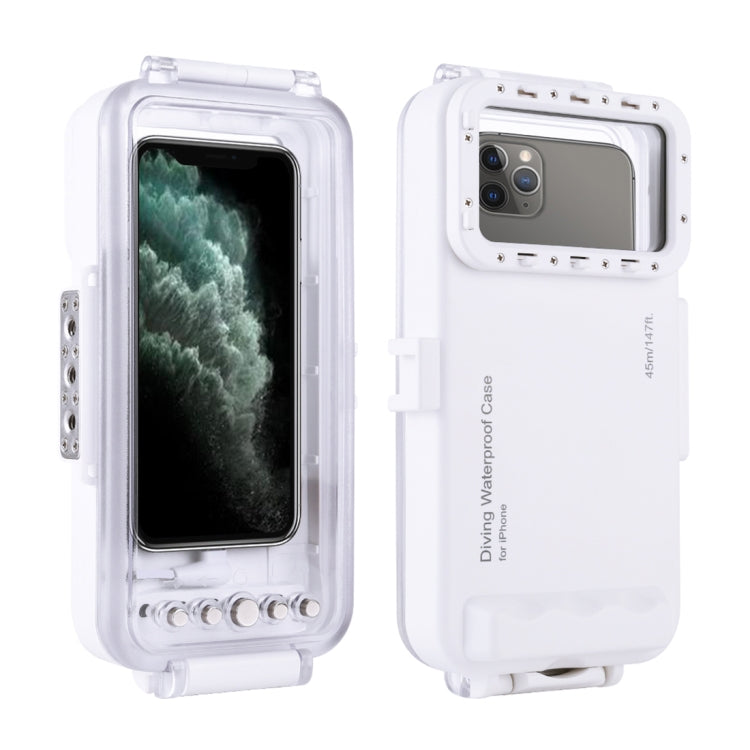 HAWEEL 45m Waterproof Diving Case Housing Photo Video Taking Underwater Cover for iPhone 12 Series, iPhone 11 Series, iPhone X Series, iPhone 8 & 7, iPhone 6s, iOS 13.0 or Above Version iPhone(White)