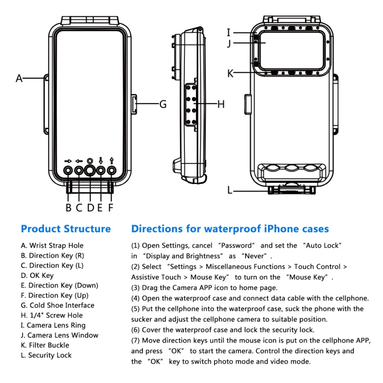 HAWEEL 45m Waterproof Diving Case Housing Photo Video Taking Underwater Cover for iPhone 12 Series, iPhone 11 Series, iPhone X Series, iPhone 8 & 7, iPhone 6s, iOS 13.0 or Above Version iPhone(White)