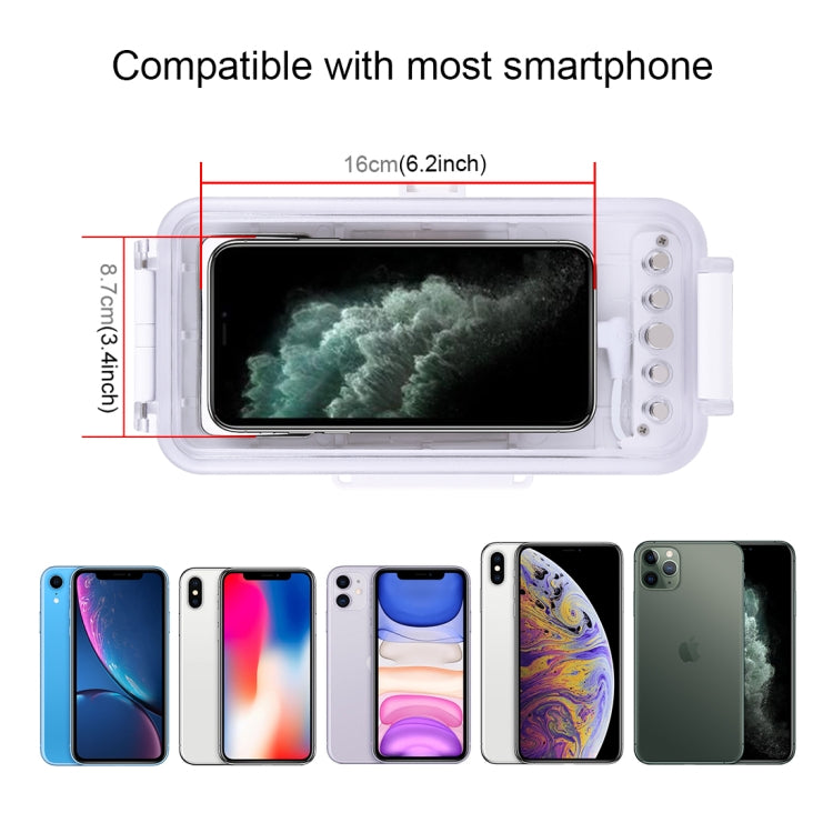 HAWEEL 45m Waterproof Diving Case Housing Photo Video Taking Underwater Cover for iPhone 12 Series, iPhone 11 Series, iPhone X Series, iPhone 8 & 7, iPhone 6s, iOS 13.0 or Above Version iPhone(White)