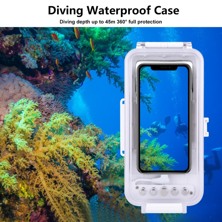 HAWEEL 45m Waterproof Diving Case Housing Photo Video Taking Underwater Cover for iPhone 12 Series, iPhone 11 Series, iPhone X Series, iPhone 8 & 7, iPhone 6s, iOS 13.0 or Above Version iPhone(White)