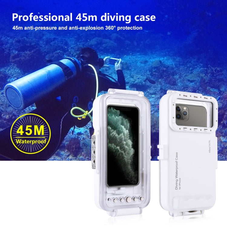HAWEEL 45m Waterproof Diving Case Housing Photo Video Taking Underwater Cover for iPhone 12 Series, iPhone 11 Series, iPhone X Series, iPhone 8 & 7, iPhone 6s, iOS 13.0 or Above Version iPhone(White)