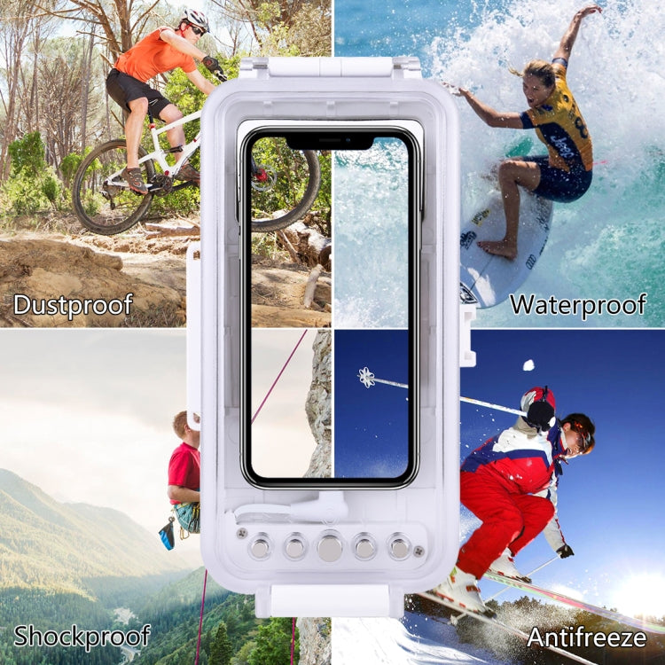 HAWEEL 45m Waterproof Diving Case Housing Photo Video Taking Underwater Cover for iPhone 12 Series, iPhone 11 Series, iPhone X Series, iPhone 8 & 7, iPhone 6s, iOS 13.0 or Above Version iPhone(White)
