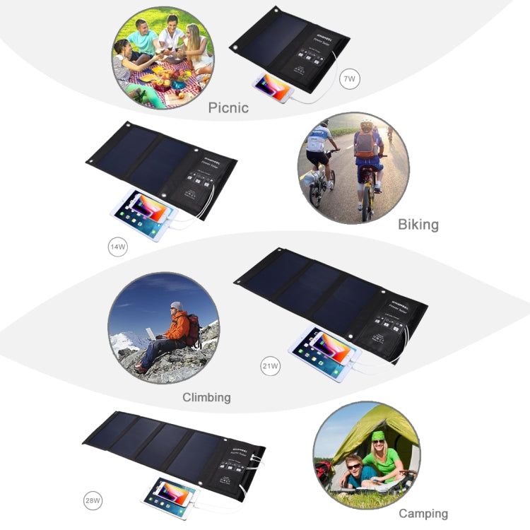 HAWEEL 7W Foldable Solar Panel Charger with USB Port