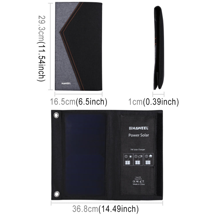 HAWEEL 7W Foldable Solar Panel Charger with USB Port