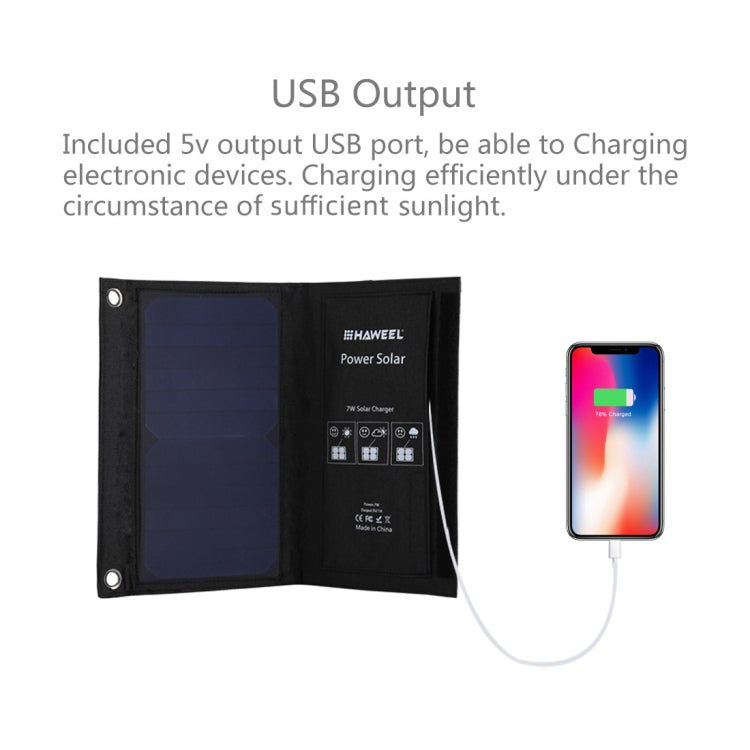 HAWEEL 7W Foldable Solar Panel Charger with USB Port