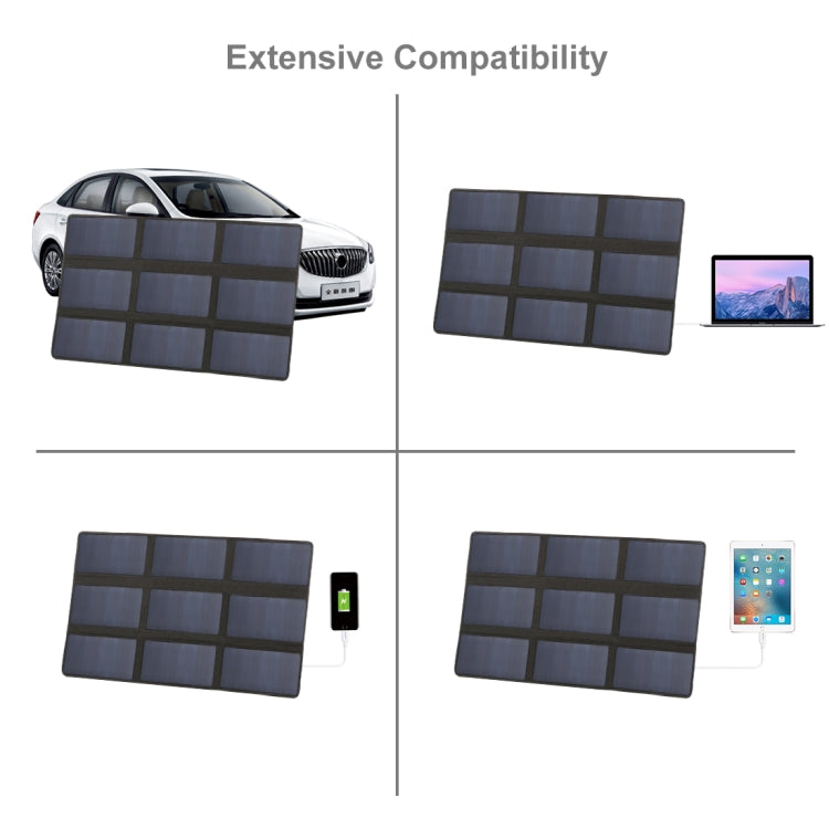 HAWEEL 60W Portable Foldable Solar Charger Outdoor Travel Rechargeable Folding Bag with 9 Solar Panels & USB Port, Size: M