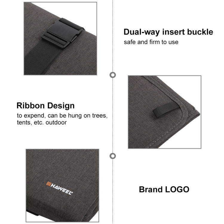 HAWEEL 60W Portable Foldable Solar Charger Outdoor Travel Rechargeable Folding Bag with 9 Solar Panels & USB Port, Size: M
