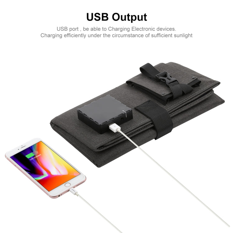 HAWEEL 60W Portable Foldable Solar Charger Outdoor Travel Rechargeable Folding Bag with 9 Solar Panels & USB Port, Size: M