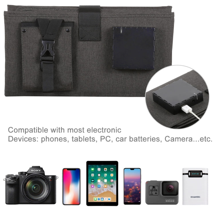 HAWEEL 60W Portable Foldable Solar Charger Outdoor Travel Rechargeable Folding Bag with 9 Solar Panels & USB Port, Size: M