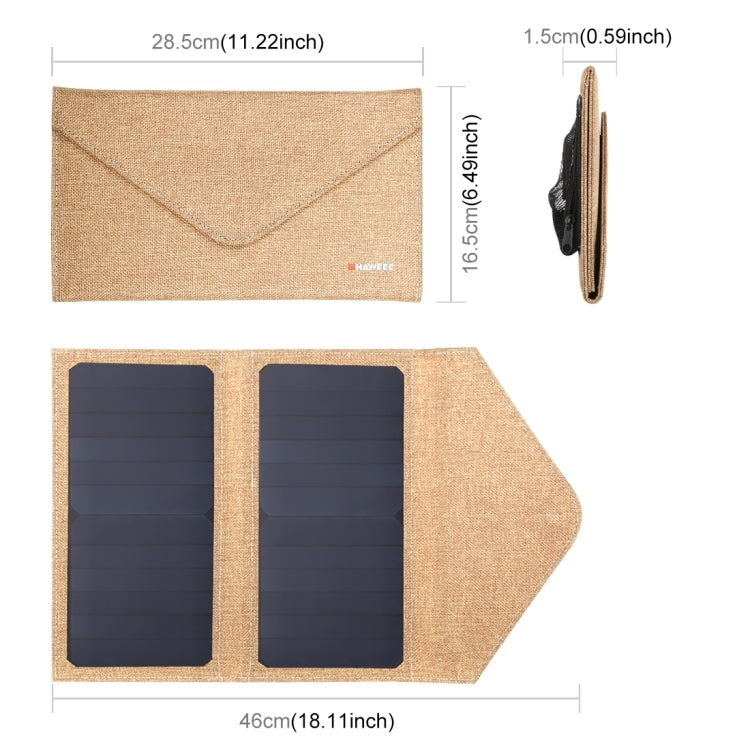 HAWEEL 14W Foldable Solar Panel Charger with 5V / 2.1A Max Dual USB Ports(Yellow)