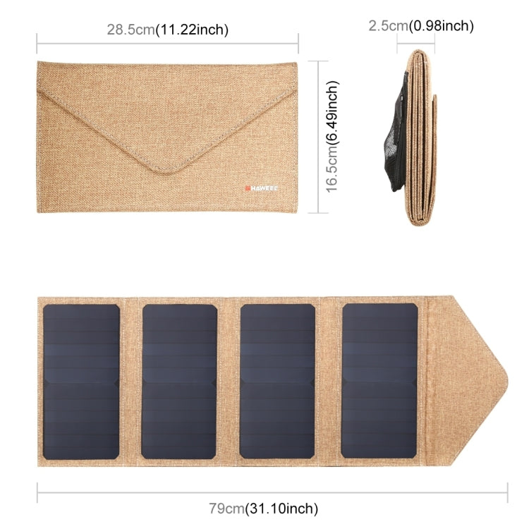 HAWEEL 28W Foldable Solar Panel Charger with 5V 2.9A Max Dual USB Ports(Yellow)