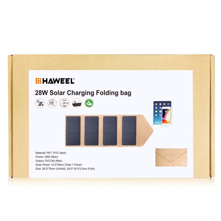 HAWEEL 28W Foldable Solar Panel Charger with 5V 2.9A Max Dual USB Ports(Yellow)