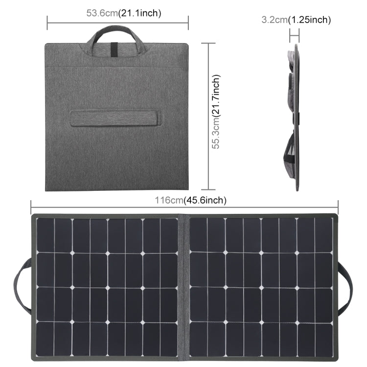 HAWEEL 100W Portable Foldable Solar Charger Outdoor Travel Rechargeable Folding Bag with 2 Solar Panels & USB Port & Handle, Size: L