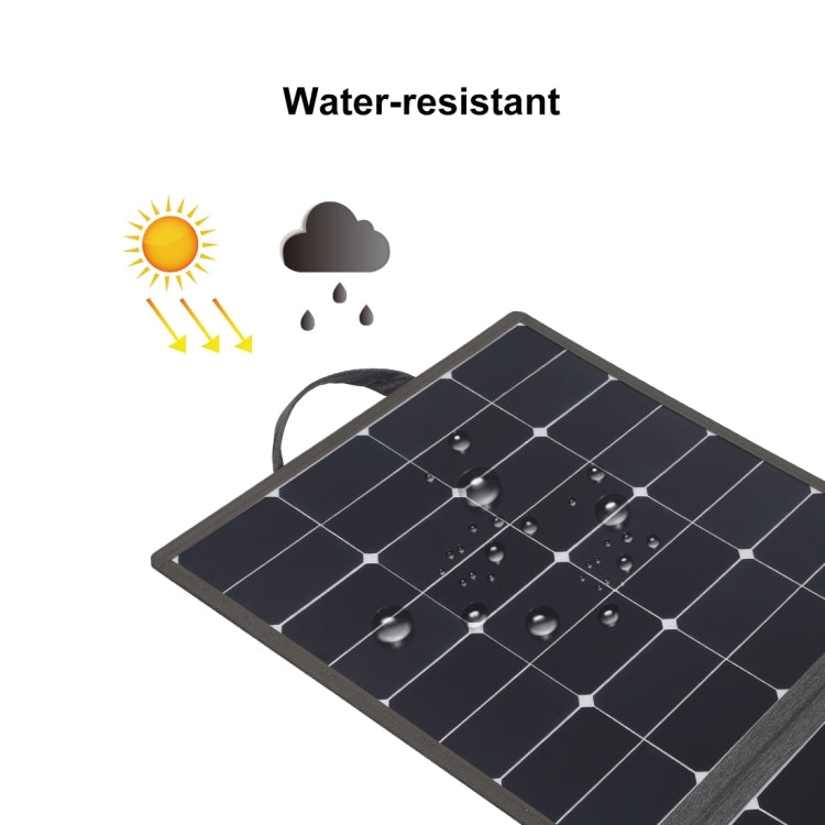 HAWEEL 100W Portable Foldable Solar Charger Outdoor Travel Rechargeable Folding Bag with 2 Solar Panels & USB Port & Handle, Size: L