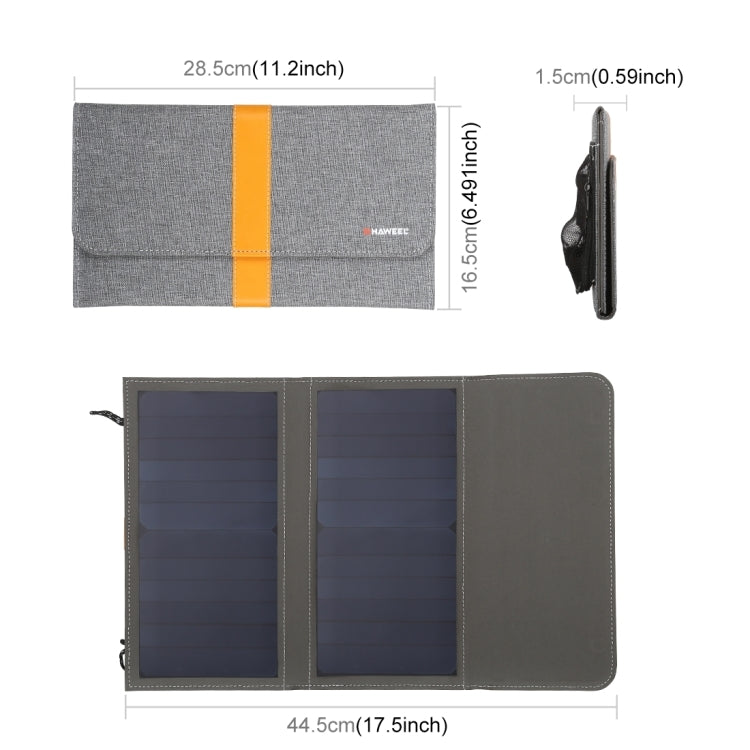 HAWEEL 14W Foldable Solar Panel Charger with 5V / 2.1A Max Dual USB Ports