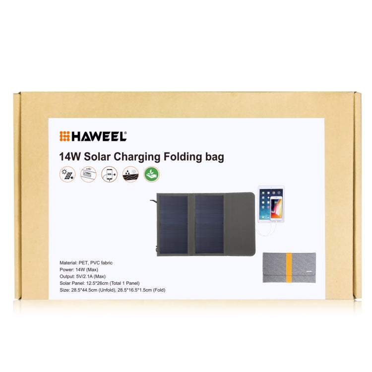 HAWEEL 14W Foldable Solar Panel Charger with 5V / 2.1A Max Dual USB Ports