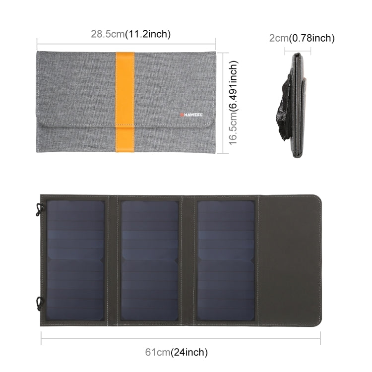 HAWEEL 21W Foldable Solar Panel Charger with 5V 2.9A Max Dual USB Ports