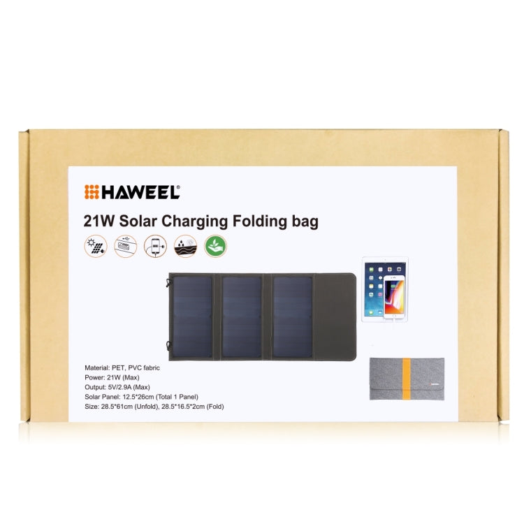 HAWEEL 21W Foldable Solar Panel Charger with 5V 2.9A Max Dual USB Ports
