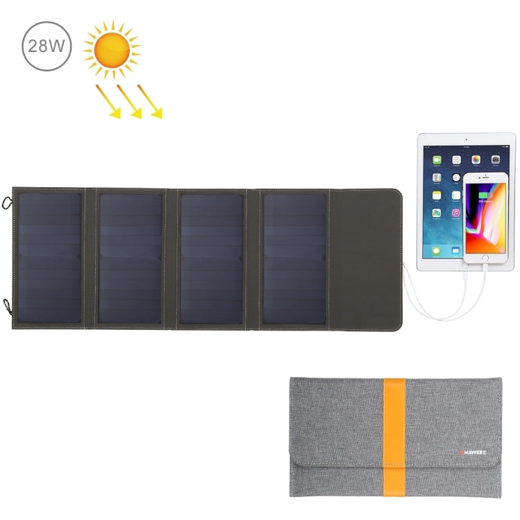 HAWEEL 28W Foldable Solar Panel Charger with 5V 2.9A Max Dual USB Ports