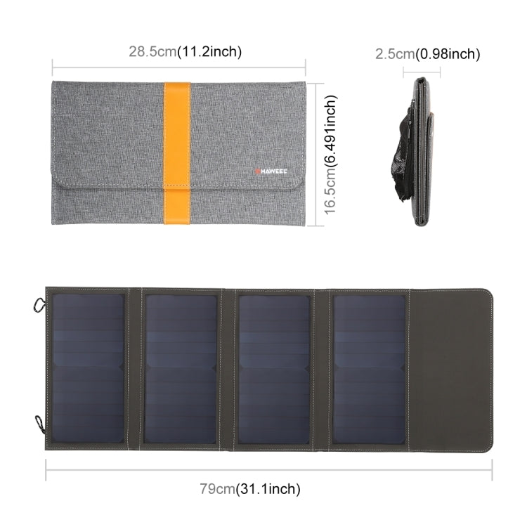 HAWEEL 28W Foldable Solar Panel Charger with 5V 2.9A Max Dual USB Ports