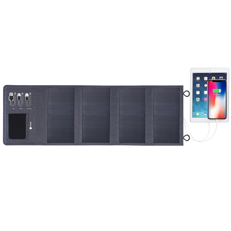 HAWEEL 28W Foldable Solar Panel Charger 8000mAh Power Bank with 5V 3.5A Max Dual USB Ports(Black)