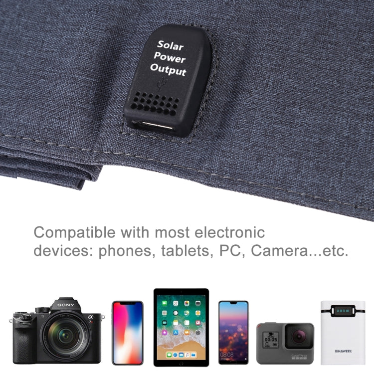 HAWEEL 28W Foldable Solar Panel Charger 8000mAh Power Bank with 5V 3.5A Max Dual USB Ports(Black)