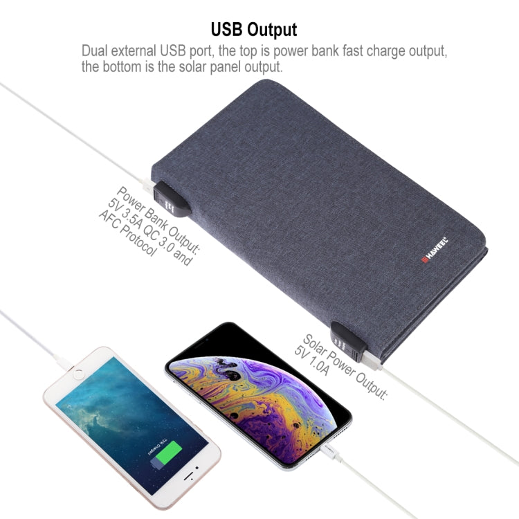 HAWEEL 28W Foldable Solar Panel Charger 8000mAh Power Bank with 5V 3.5A Max Dual USB Ports(Black)