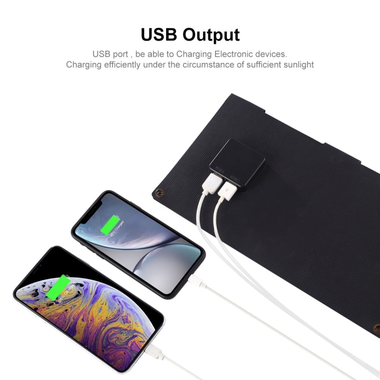 HAWEEL 14W 2-Fold ETFE Solar Panel Charger with 5V / 2A Max Dual USB Ports(Black)