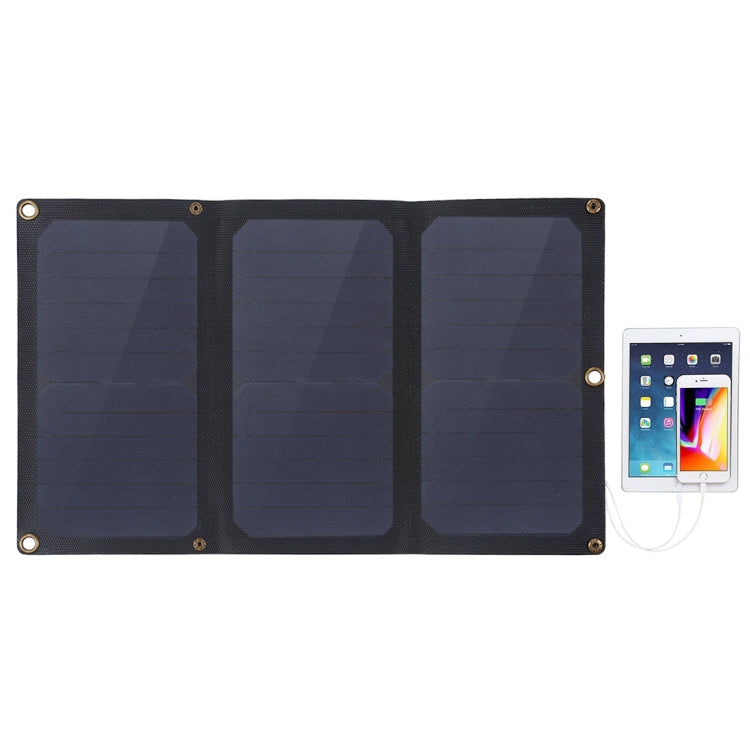 HAWEEL 21W 3-Fold ETFE Solar Panel Charger with 5V / 3A Max Dual USB Ports, Support QC3.0 and AFC(Black)