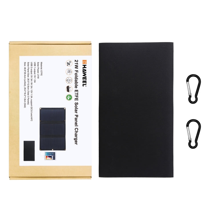 HAWEEL 21W 3-Fold ETFE Solar Panel Charger with 5V / 3A Max Dual USB Ports, Support QC3.0 and AFC(Black)