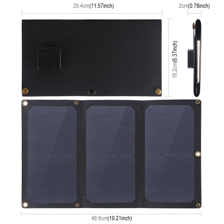 HAWEEL 21W 3-Fold ETFE Solar Panel Charger with 5V / 3A Max Dual USB Ports, Support QC3.0 and AFC(Black)