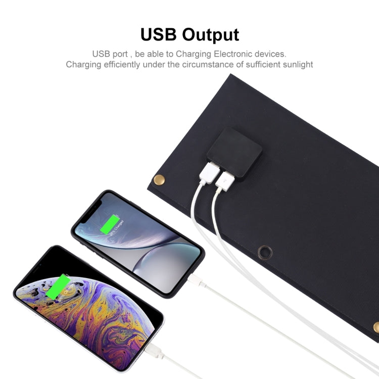 HAWEEL 21W 3-Fold ETFE Solar Panel Charger with 5V / 3A Max Dual USB Ports, Support QC3.0 and AFC(Black)