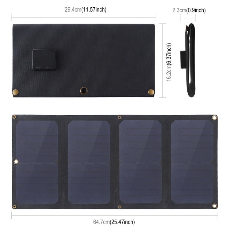 HAWEEL 28W 4-Fold ETFE Solar Panel Charger with 5V / 3A Max Dual USB Ports, Support QC3.0 and AFC(Black)