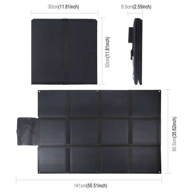 HAWEEL 150W 12-Fold ETFE Solar Panel Charger with 5V / 4.8A USB Port + DC Output(Black)