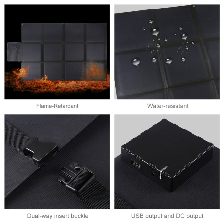 HAWEEL 150W 12-Fold ETFE Solar Panel Charger with 5V / 4.8A USB Port + DC Output(Black)