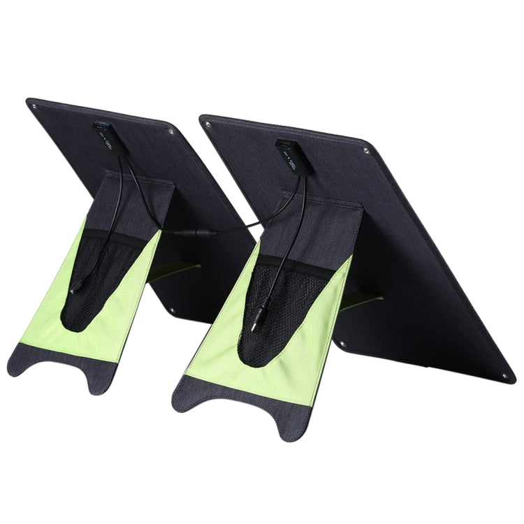 HAWEEL 2 PCS 20W Monocrystalline Silicon Solar Power Panel Charger, with USB Port & Holder & Tiger Clip, Support QC3.0 and AFC(Black)