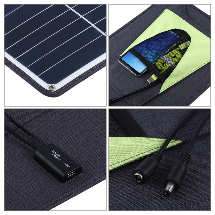 HAWEEL 2 PCS 20W Monocrystalline Silicon Solar Power Panel Charger, with USB Port & Holder & Tiger Clip, Support QC3.0 and AFC(Black)
