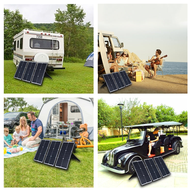 HAWEEL 3 PCS 20W Monocrystalline Silicon Solar Power Panel Charger, with USB Port & Holder & Tiger Clip, Support QC3.0 and AFC(Black)