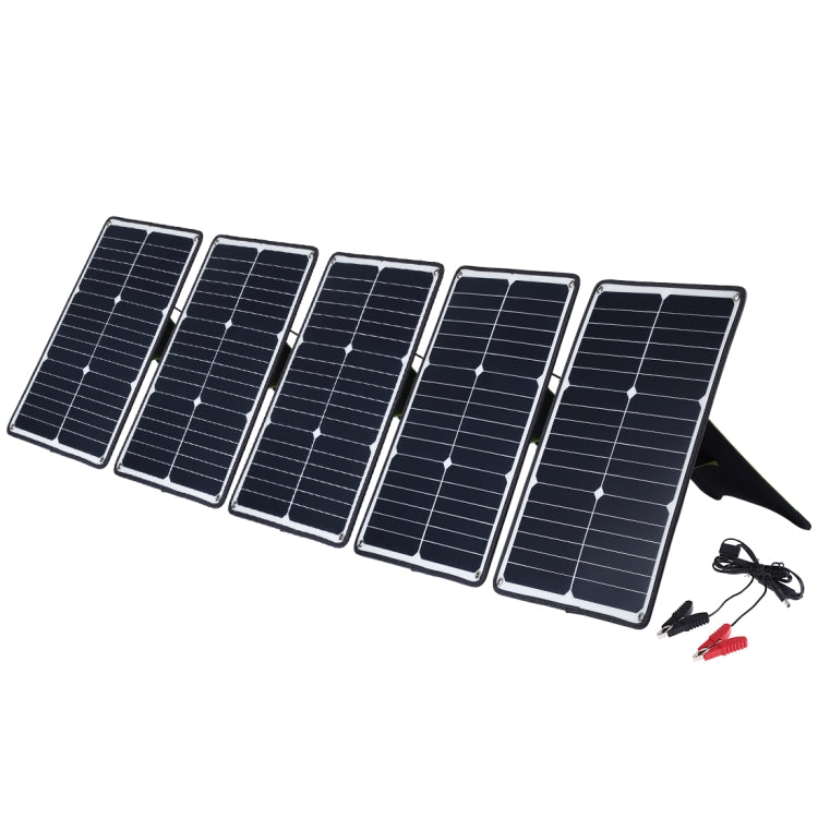 HAWEEL 5 PCS 20W Monocrystalline Silicon Solar Power Panel Charger, with USB Port & Holder & Tiger Clip, Support QC3.0 and AFC(Black)