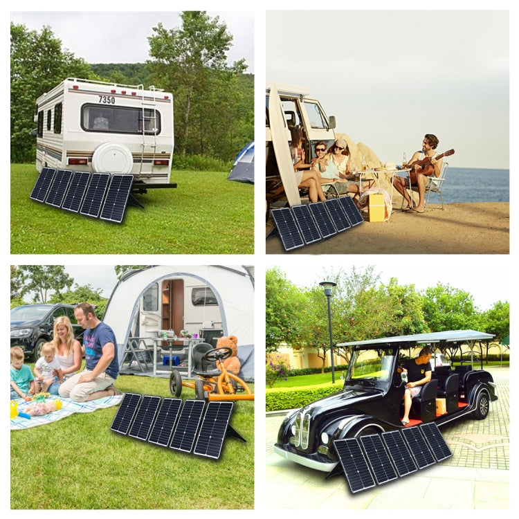 HAWEEL 5 PCS 20W Monocrystalline Silicon Solar Power Panel Charger, with USB Port & Holder & Tiger Clip, Support QC3.0 and AFC(Black)