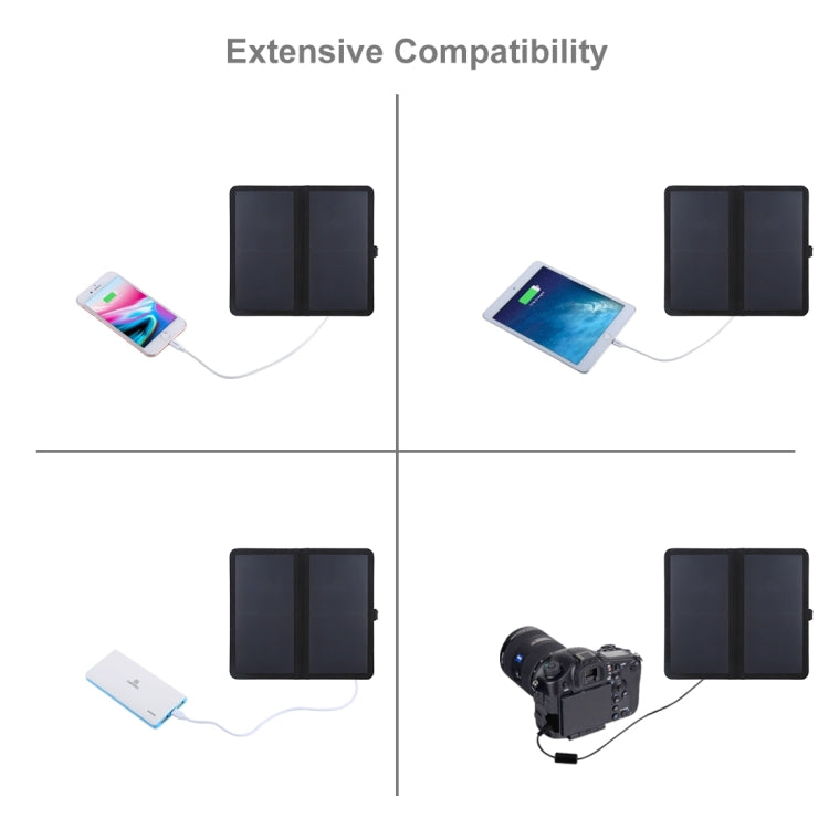 HAWEEL 14W Ultrathin 2-Fold Foldable Solar Panel Charger with 5V / 2.2A USB Port, Support QC3.0 and AFC(Black)