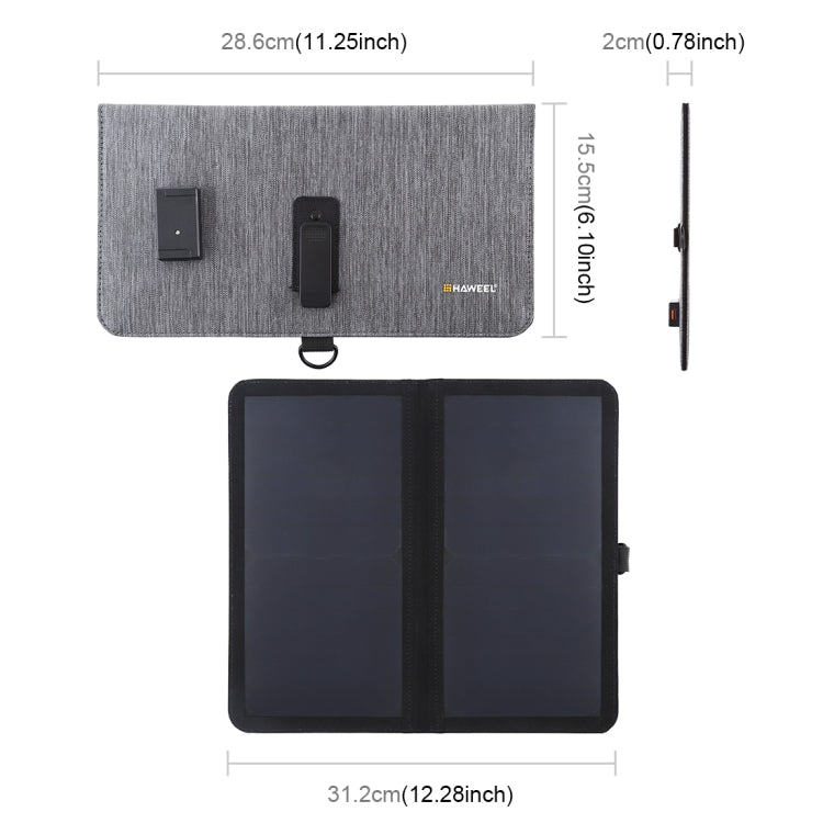 HAWEEL 14W Ultrathin 2-Fold Foldable Solar Panel Charger with 5V / 2.2A USB Port, Support QC3.0 and AFC(Black)