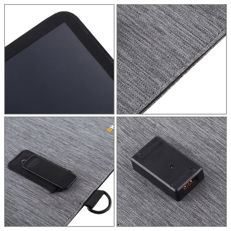 HAWEEL 14W Ultrathin 2-Fold Foldable Solar Panel Charger with 5V / 2.2A USB Port, Support QC3.0 and AFC(Black)