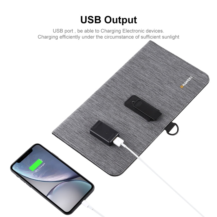 HAWEEL 14W Ultrathin 2-Fold Foldable Solar Panel Charger with 5V / 2.2A USB Port, Support QC3.0 and AFC(Black)
