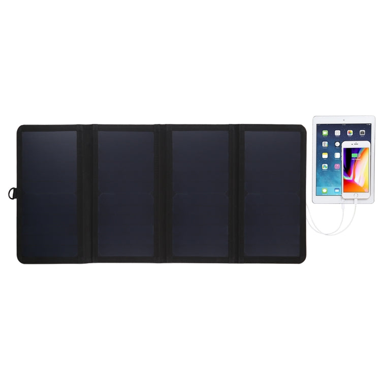 HAWEEL 28W Ultrathin 4-Fold Foldable 5V / 3A Max Solar Panel Charger with Dual USB Ports, Support QC3.0 and AFC(Black)